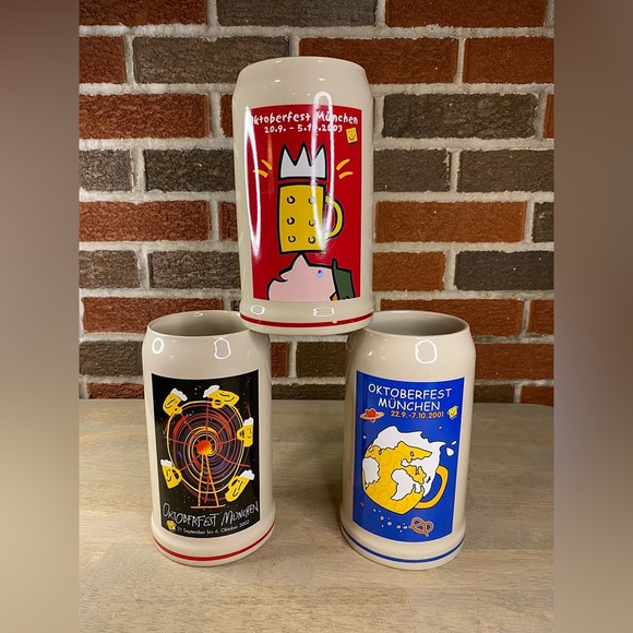 OKTOBERFEST UNLIDDED STEIN 2001 2002 & 2003 OFFICAL RASTAL SIGNED Lot Of 3 - Picture 1 of 16